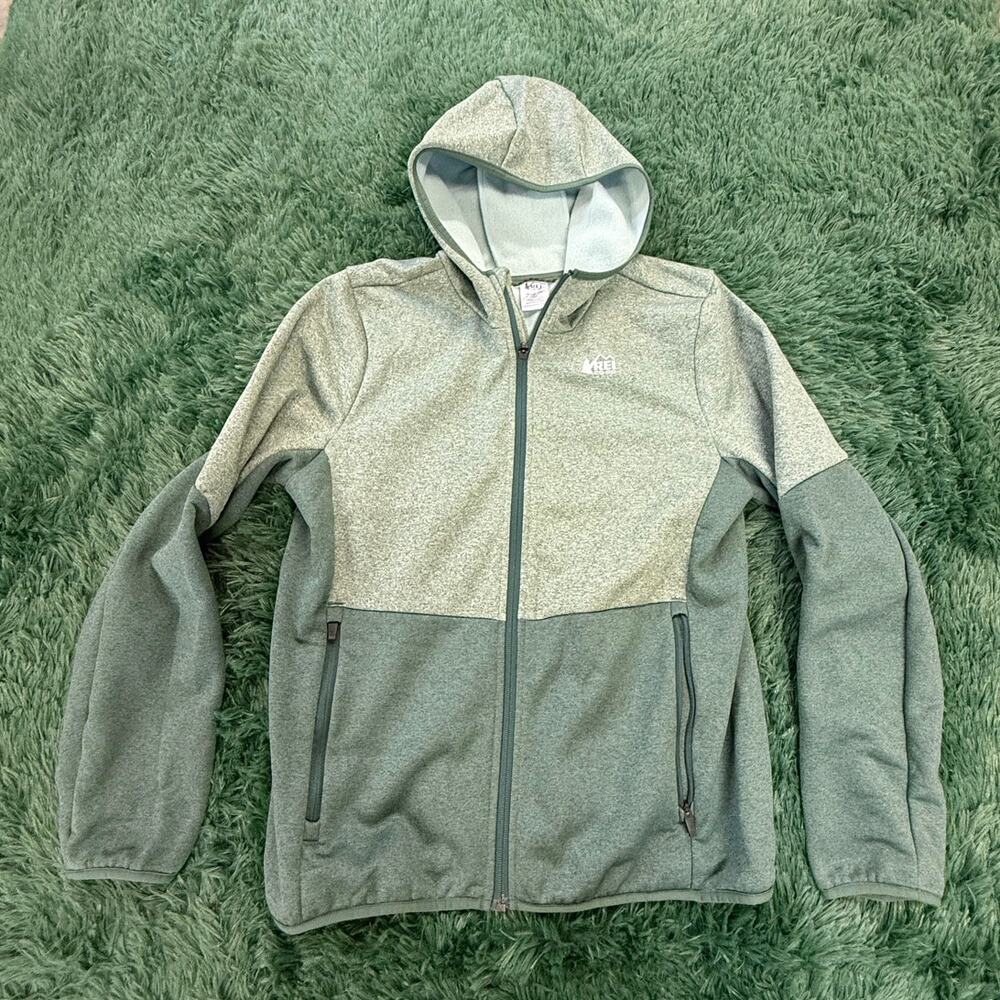 REI Green Full Zip YOUTH Hoodie Sweatshirt Hiking Skiing Snowboarding XL